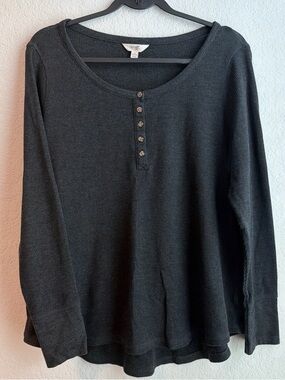 Terra & Sky Black Ribbed Henley
